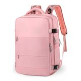Mochila Mala Bolsa Expansiva Notebook Usb Para Viagem Escola Academia Trabalho Esporte Rosa