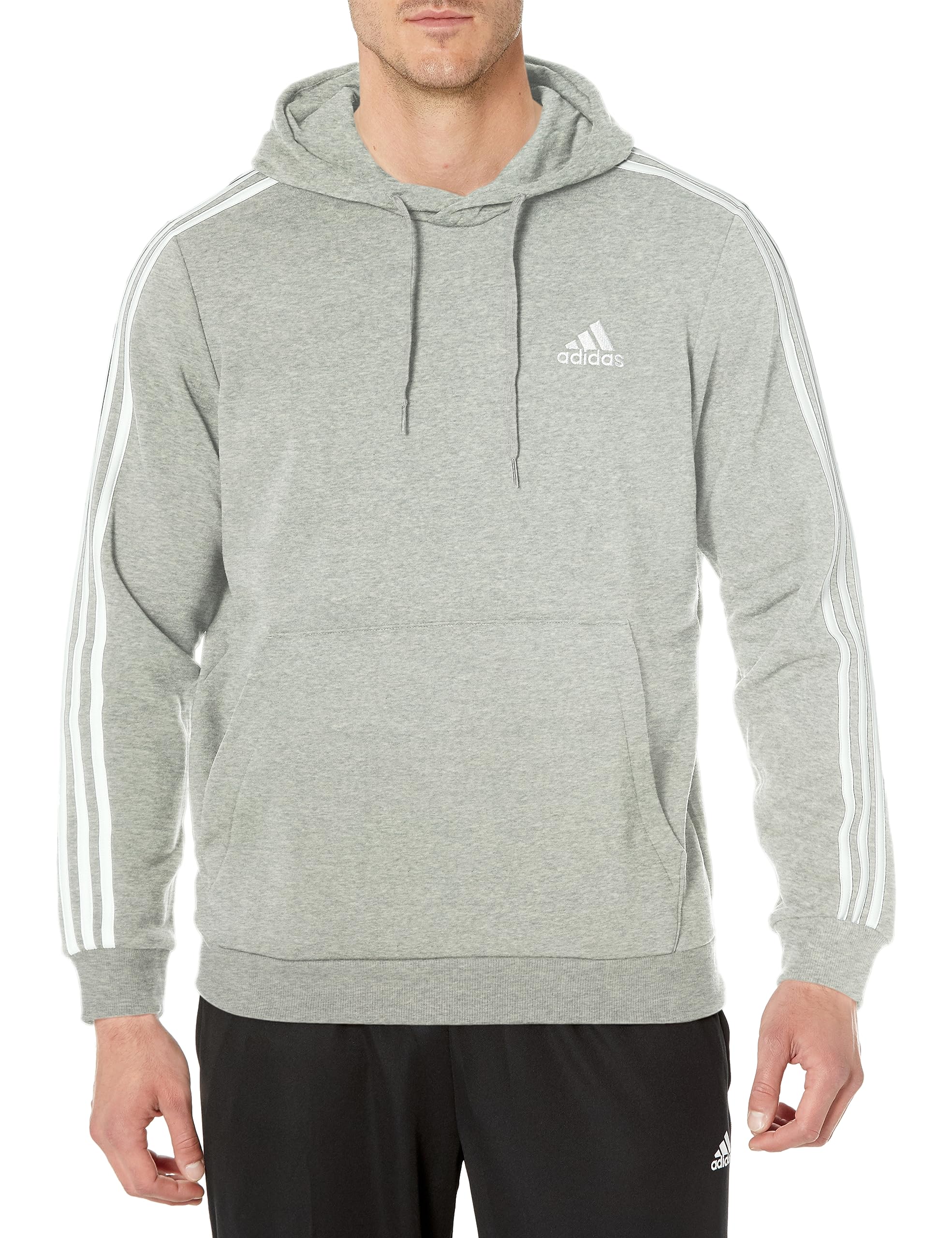 Moletom Com Capuz Adidas Essentials Fleece De 3 Listras Para Homens Cinza 3gg