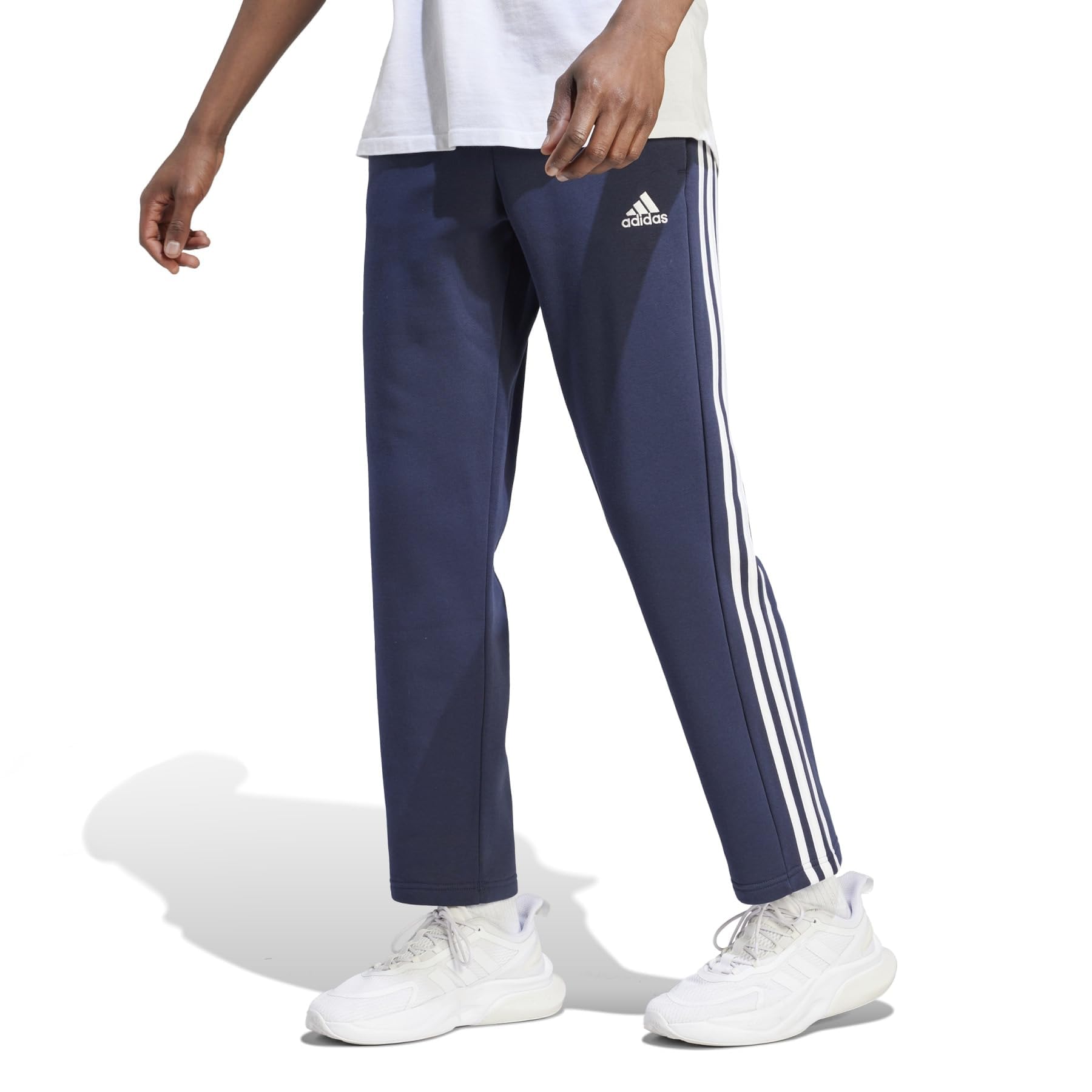 Calças Masculinas Adidas Essentials, Lã, Bainha Aberta, 3 Listras