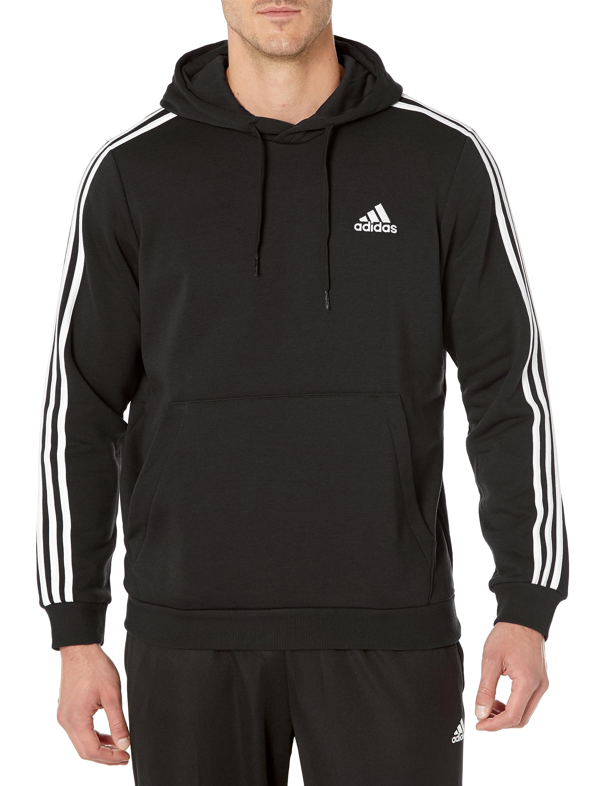 Moletom Com Capuz Adidas Essentials Fleece De 3 Listras Para Homens Preto