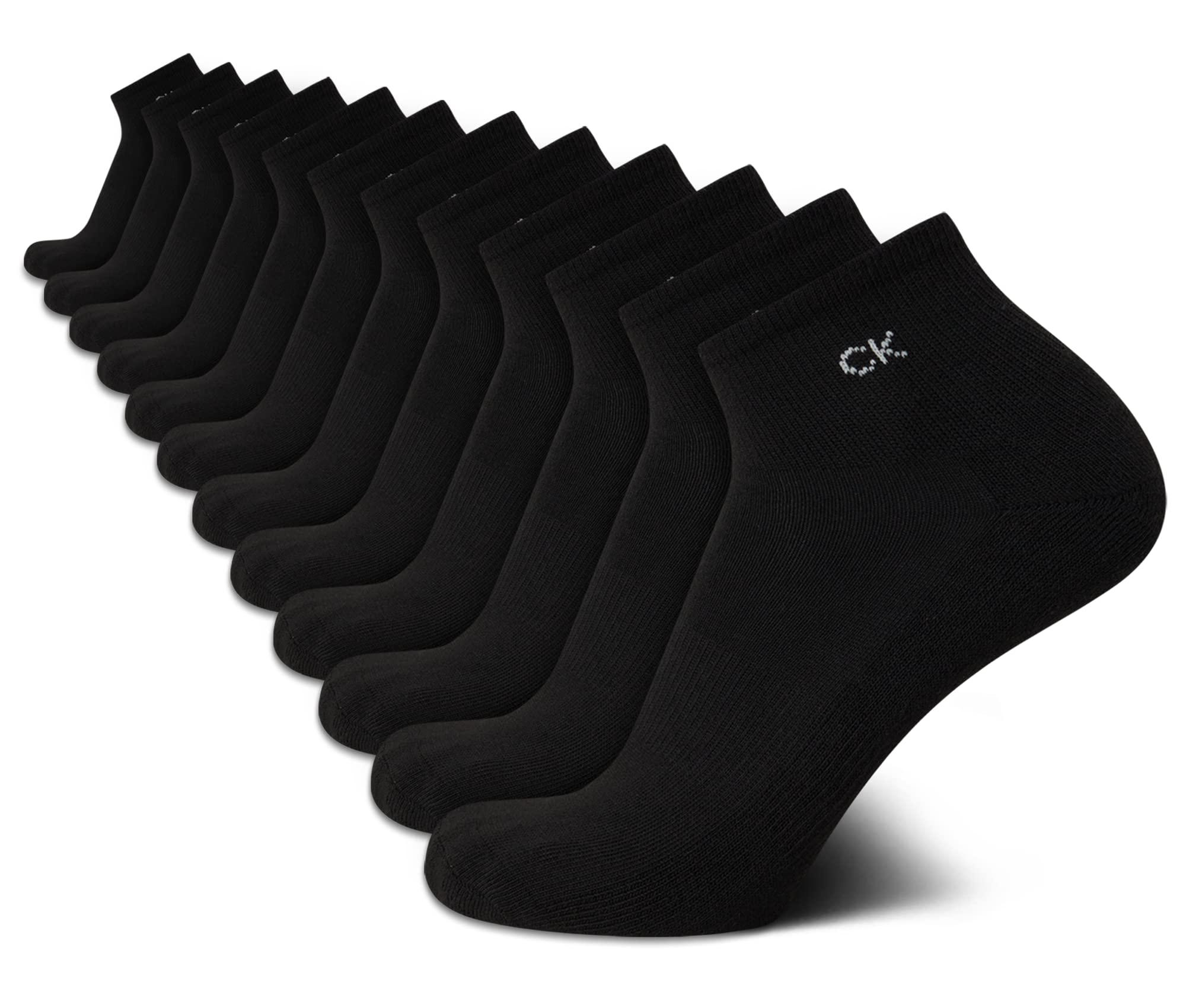 Meias Quarter Socks Calvin Klein Performance Almofadadas, Pacote Com 12