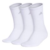 Meias Adidas Cushioned Crew Para Mulheres (3 Pares) Brancas/cinza
