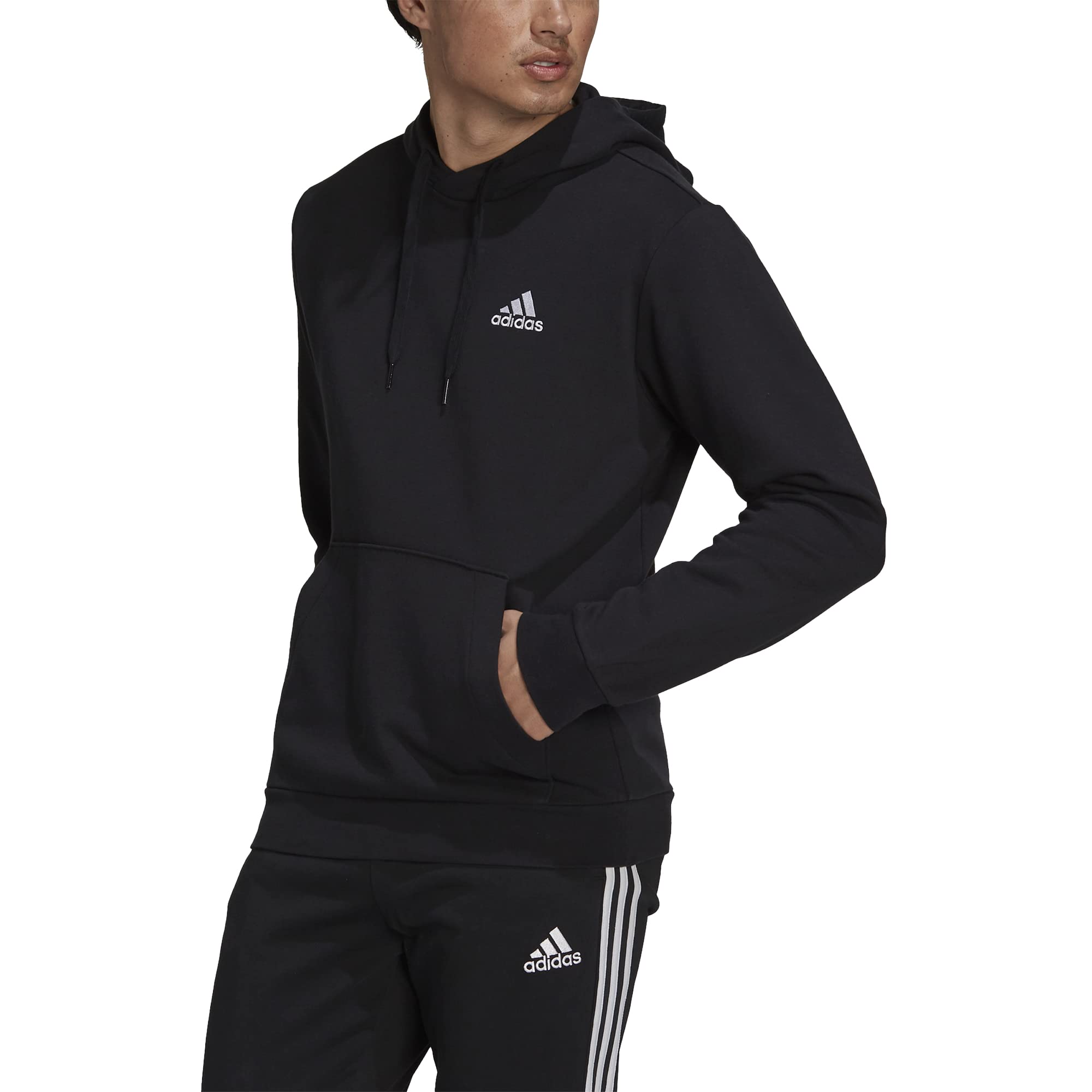 Moletom Com Capuz Adidas Essentials Fleece Para Homens Preto/branco - M