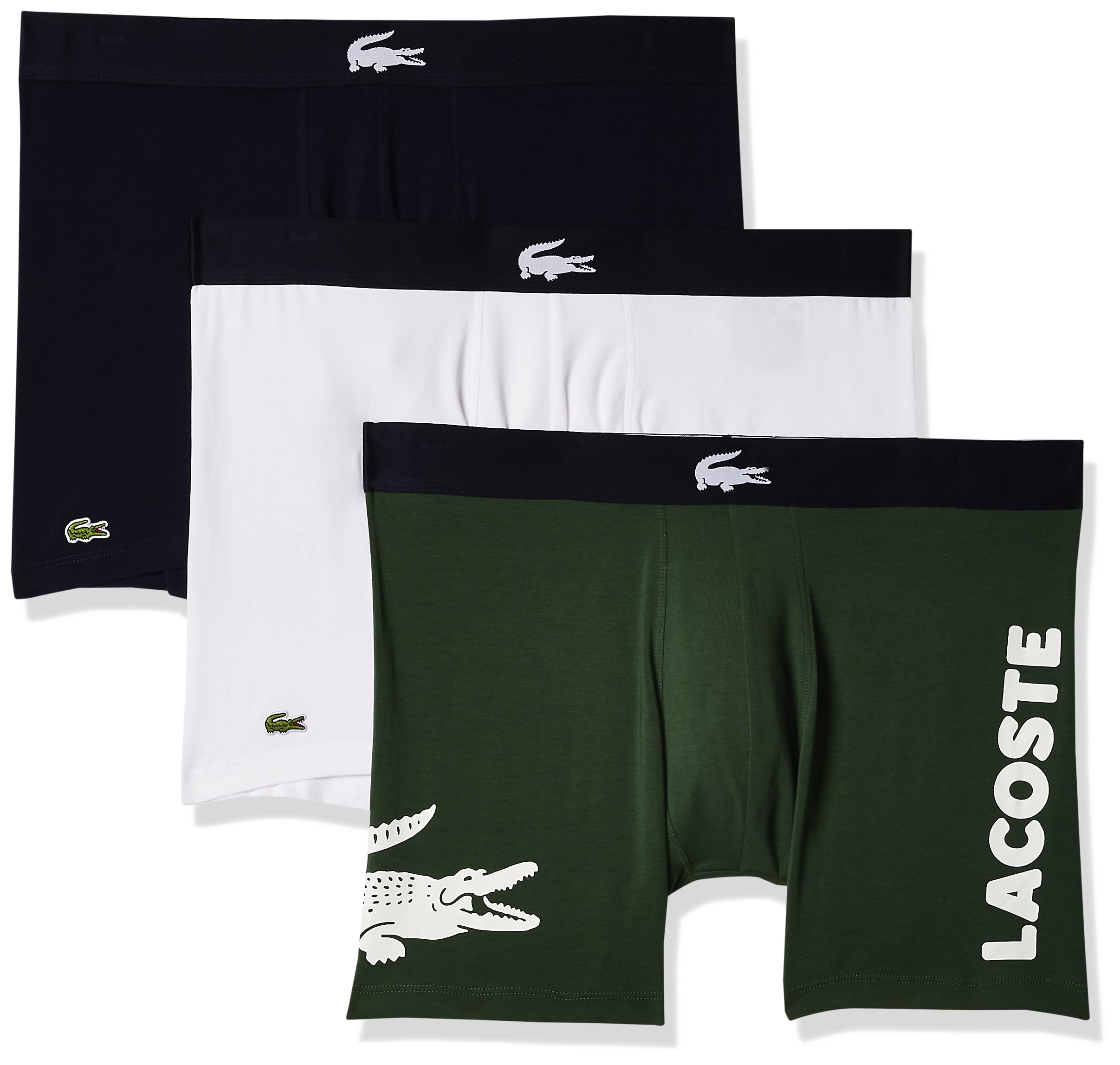 Cuecas Boxer Lacoste Cotton Stretch Big Croc Print, Pacote Com 3