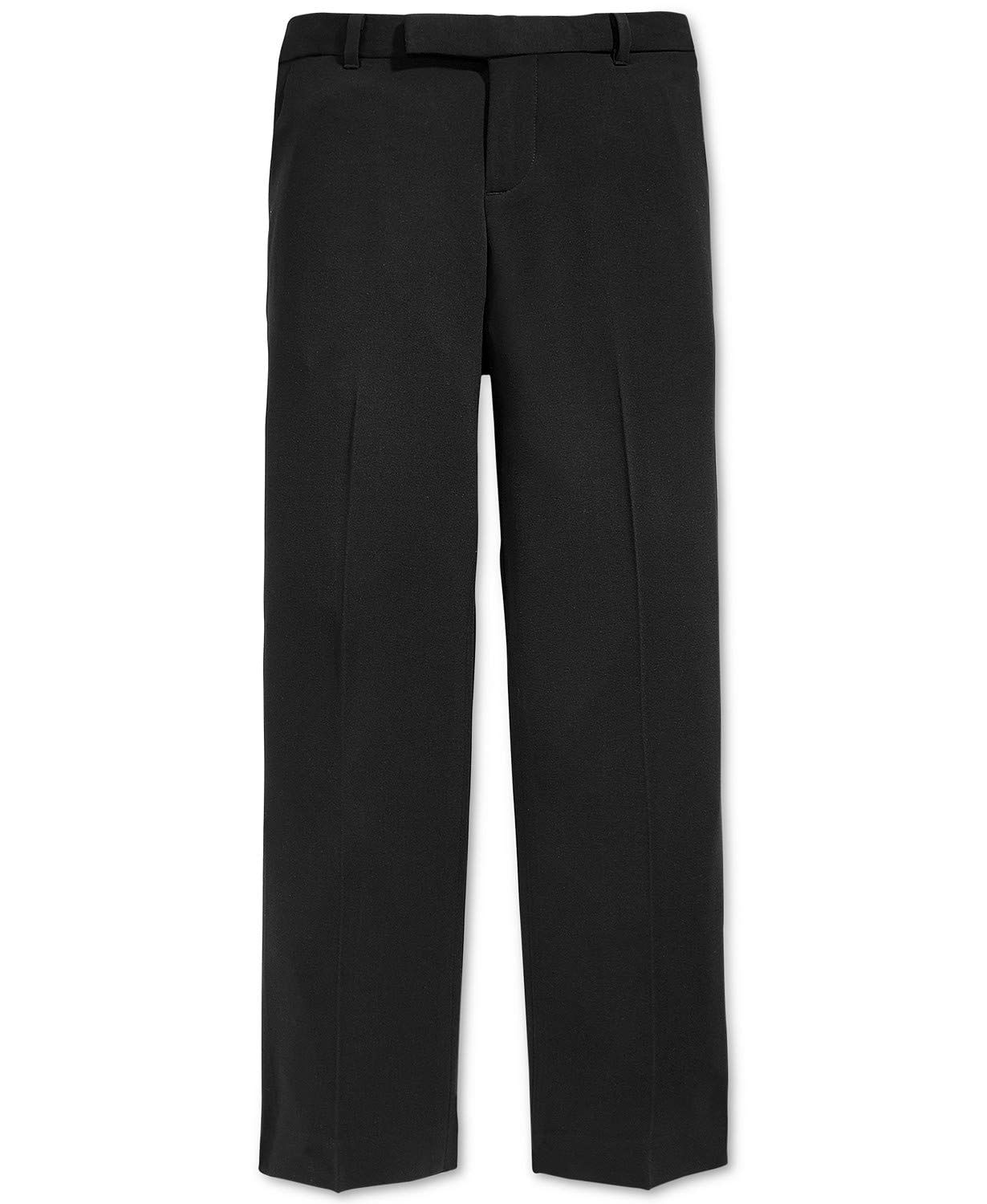 Calça Calvin Klein Big Boys' Flat Front Preta Tamanho 20 Husky