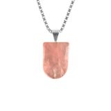 Colar 60cm Prata 925 Quartzo Rosa Medalha Verdadeiro Natural