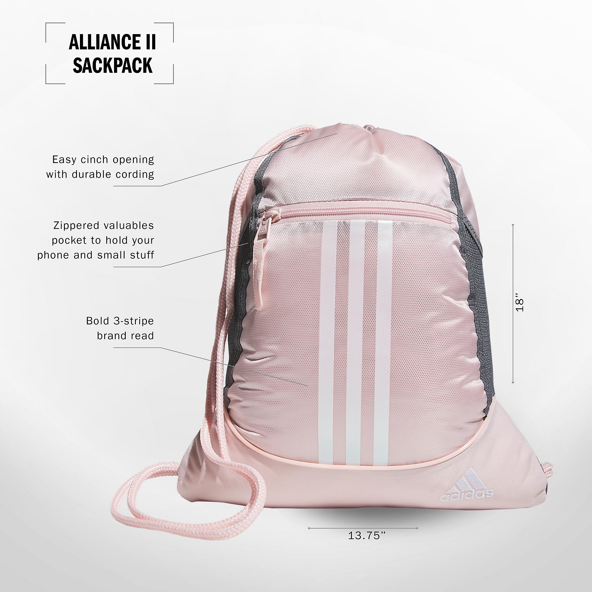 Bolsa De Ginástica Adidas Alliance Mochila 12l Sandy Rosa/branca