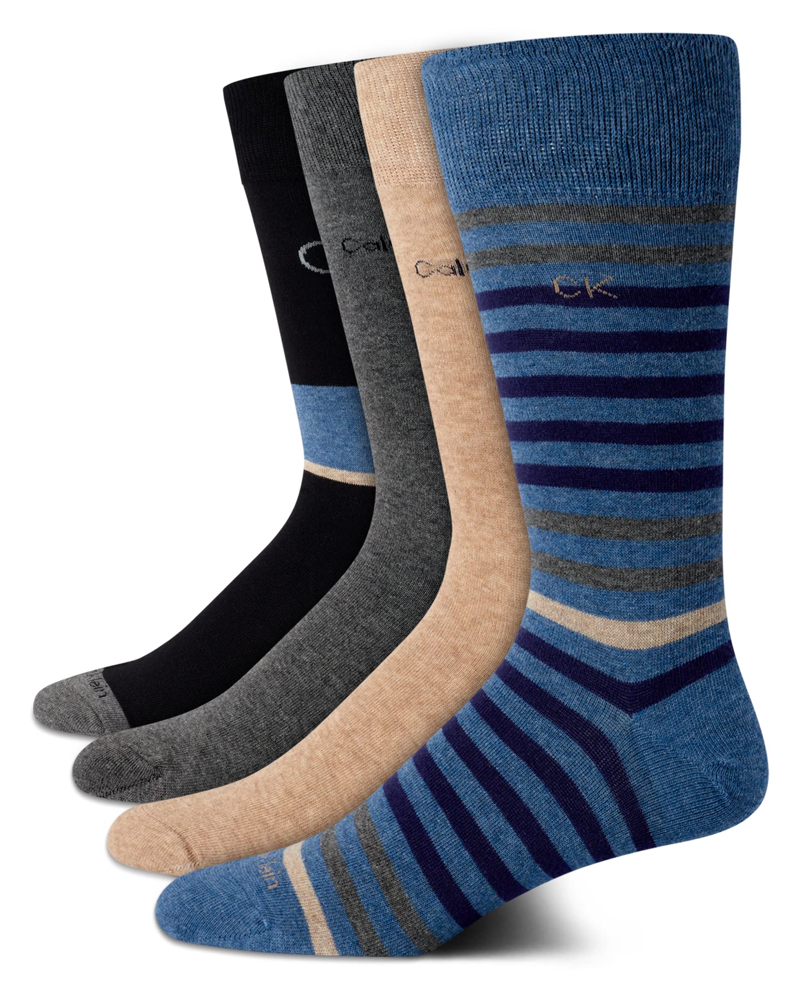 Meias Sociais Calvin Klein, Pacote Com 4 Jeans Masculinos, Mistura De Algodão Macio