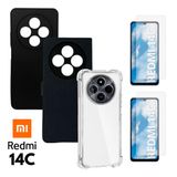 Kit Completo Xiaomi Redmi 14c Carteira + Capa Preta +