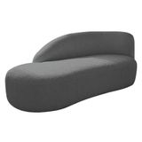 Divã Recamier Curvo Luna 140cm Lado Esquerdo Linho Cor Cinza Escuro