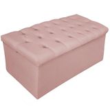 Calçadeira Baú Estofada Mel 90 Cm Solteiro Suede Rosê