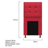 Cabeceira E Calçadeira Copenhague 90 Cm Solteiro Suede Vermelho