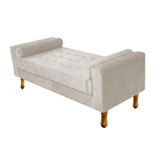 Recamier Baú Félix King Size 195cm Suede Bege Doce Sonho