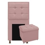 Cabeceira E Calçadeira Copenhague 100 Cm Solteiro Suede Rosê