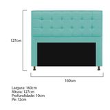 Cabeceira E Calçadeira Copenhague 160 Cm Queen Size Suede Azul Tiffany