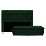 Cabeceira E Calçadeira Munique 160 Cm Queen Size Suede Verde