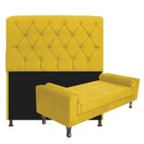 Kit Cabeceira Lady E Recamier Queen Size Suede Amarelo