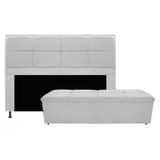 Cabeceira E Calçadeira Munique 160cm Queen Size Suede Branco