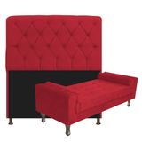 Kit Cabeceira Lady E Recamier Félix 140 Cm Casal Vermelho