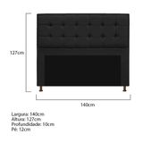 Cabeceira E Calçadeira Copenhague 140 Cm Casal Suede Preto