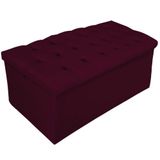 Calçadeira Baú Estofada Mel 90 Cm Solteiro Suede Bordô
