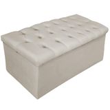Calçadeira Baú Estofada Mel 90 Cm Solteiro Suede Bege