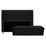 Cabeceira E Calçadeira Munique 160 Cm Queen Size Suede Preto