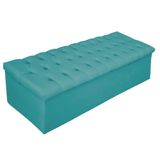 Calçadeira Baú Mel 160 Cm Queen Size Suede Azul Turquesa