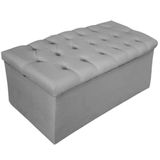 Calçadeira Baú Estofada Mel 90 Cm Solteiro Suede Cinza