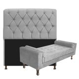 Cabeceira Queen Size Com Recamier 160 Cm Kit Suede Cinza