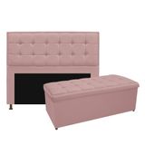 Cabeceira Calçadeira Copenhague 160 Cm Queen Size Suede Rosê