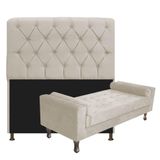 Cabeceira Queen Size Com Recamier 160 Cm Suede Bege