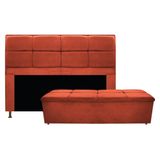 Cabeceira E Calçadeira Munique 160 Cm Queen Size Suede Terracota