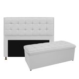 Cabeceira E Calçadeira Copenhague 140 Cm Casal Suede Branco