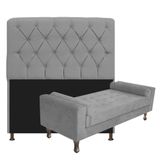 Kit Cabeceira Lady E Recamier 90 Cm Corano Cinza Adj Decor