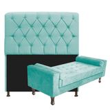 Kit Cabeceira Lady E Recamier Queen Size Suede Azul Tiffany
