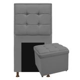 Cabeceira E Calçadeira Copenhague 90cm Solteiro Corano Cinza