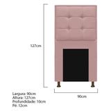 Cabeceira E Calçadeira Copenhague 90 Cm Solteiro Suede Rosê