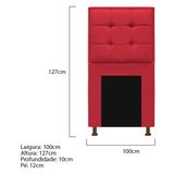 Cabeceira E Calçadeira 100 Cm Solteiro Suede Vermelho