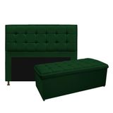 Cabeceira Calçadeira Copenhague 195 Cm King Size Suede Verde