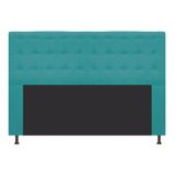 Cabeceira Estofada Dama 195 Cm King Size Suede Azul Turquesa