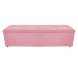 Cabeceira E Calçadeira Munique 140 Cm Casal Suede Rosa Bebê