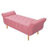 Recamier Estofado Ari 140cm Casal Suede Rosa Bebê