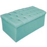 Calçadeira Baú Estofada Mel 90 Cm Solteiro Azul Tiffany