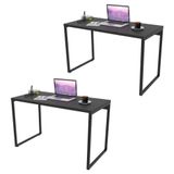 Kit 2 Mesas De Escritório 120cm Estilo Industrial Preto Onix