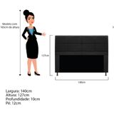 Cabeceira E Calçadeira Munique 140 Cm Casal Suede Preto