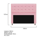 Cabeceira E Calçadeira Copenhague 160 Cm Queen Size Suede Rosa Bebê