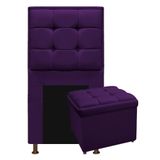 Cabeceira E Calçadeira Copenhague 90cm Solteiro Suede Roxo