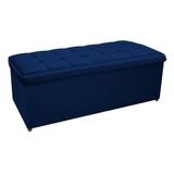 Calçadeira Copenhague 160 Cm Queen Size Suede Azul Marinho