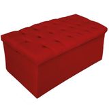 Calçadeira Baú Estofada Mel 90 Cm Solteiro Suede Vermelho